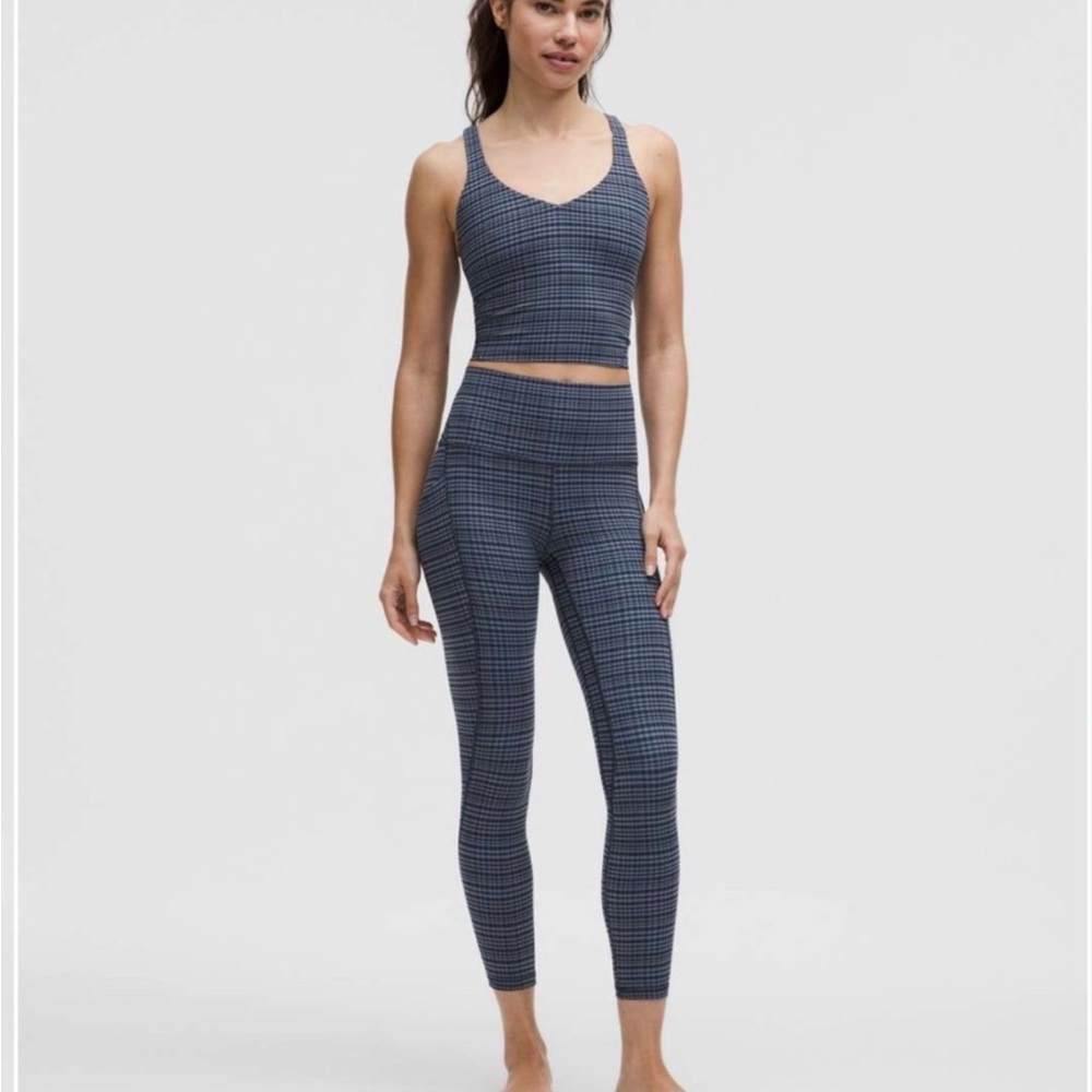 Lululemon *SET* Glow Grid Washed Denim Multi Align 2 Piece Set